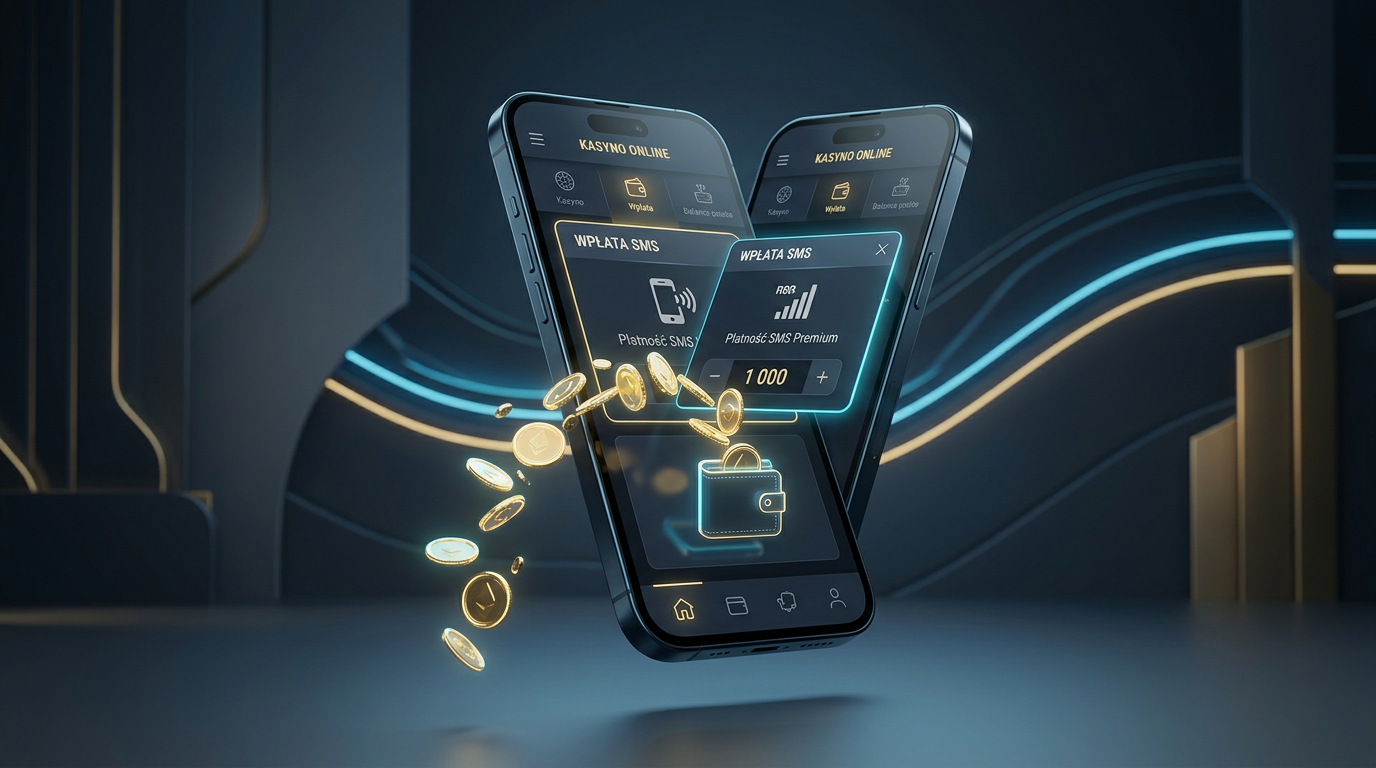 Nowoczesny smartfon z elementami kasyna online i monetami symbolizujący płatności mobilne